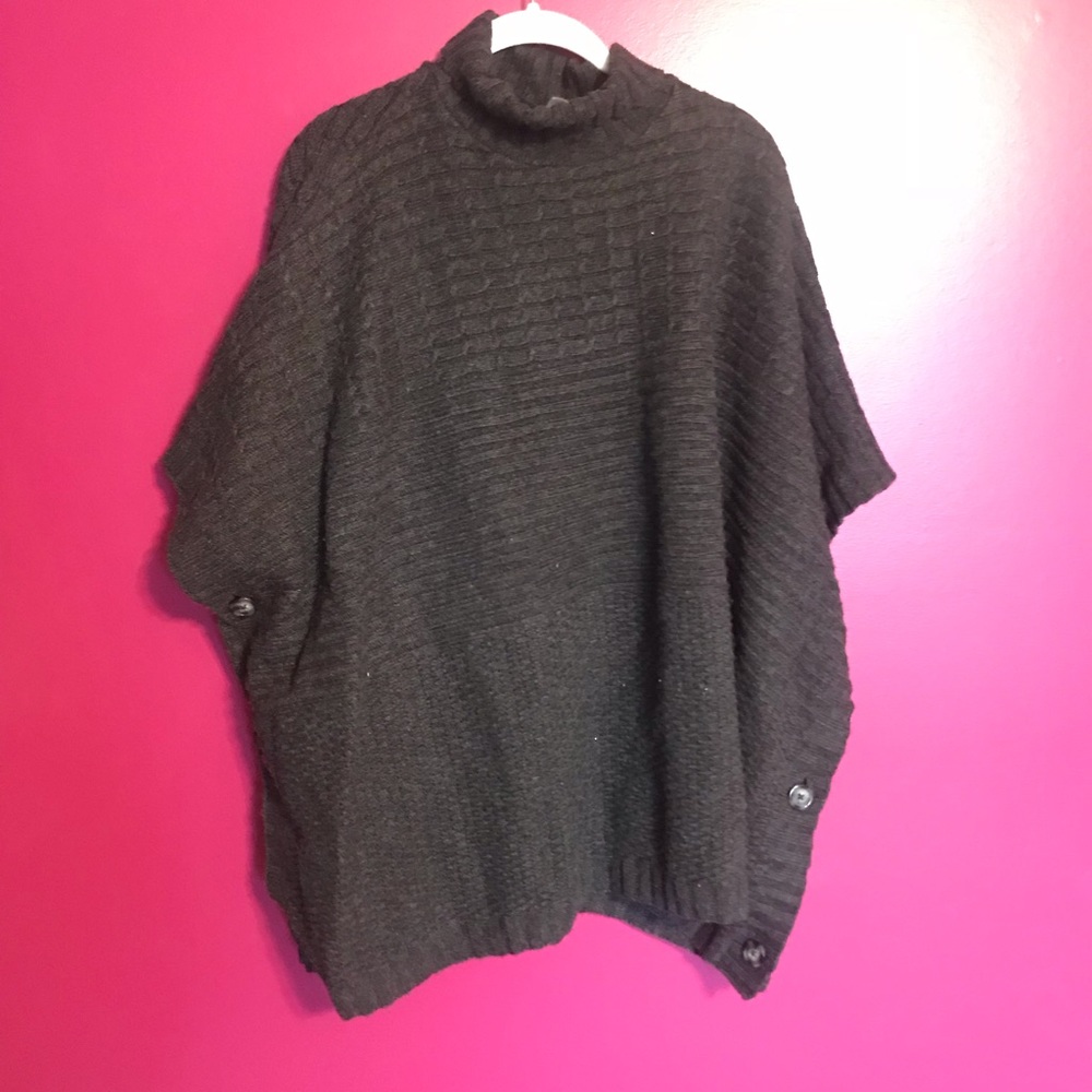 Charcoal gray loose fit poncho